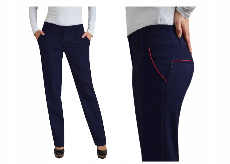 MODNE SPODNIE PROSTA NOGAWKA Z LAMÓWKĄ Rozmiar.48 Marka inna