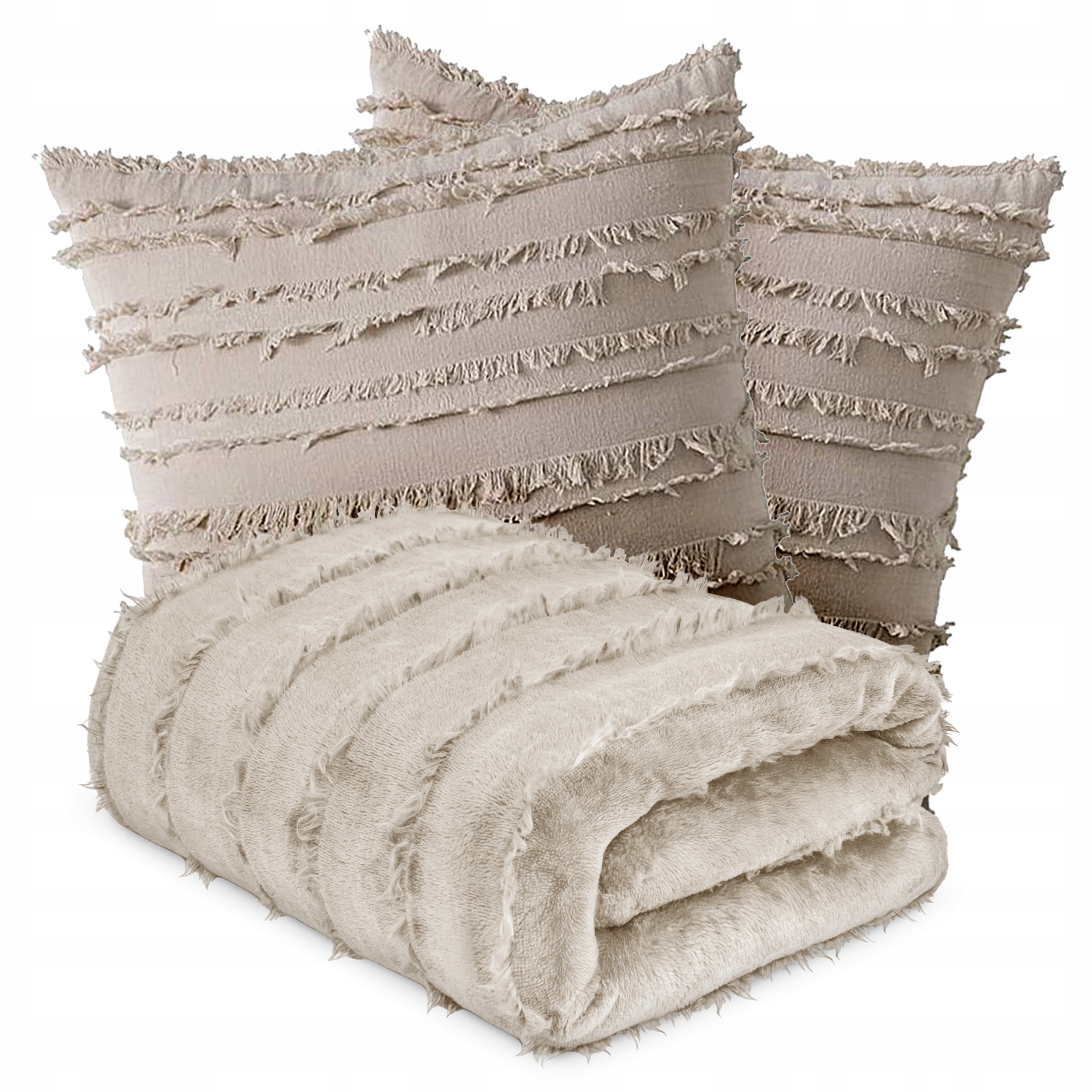 Vánoční Set Béžová Deka 130x170 2x Povlak 45×45 Měkký Teplý