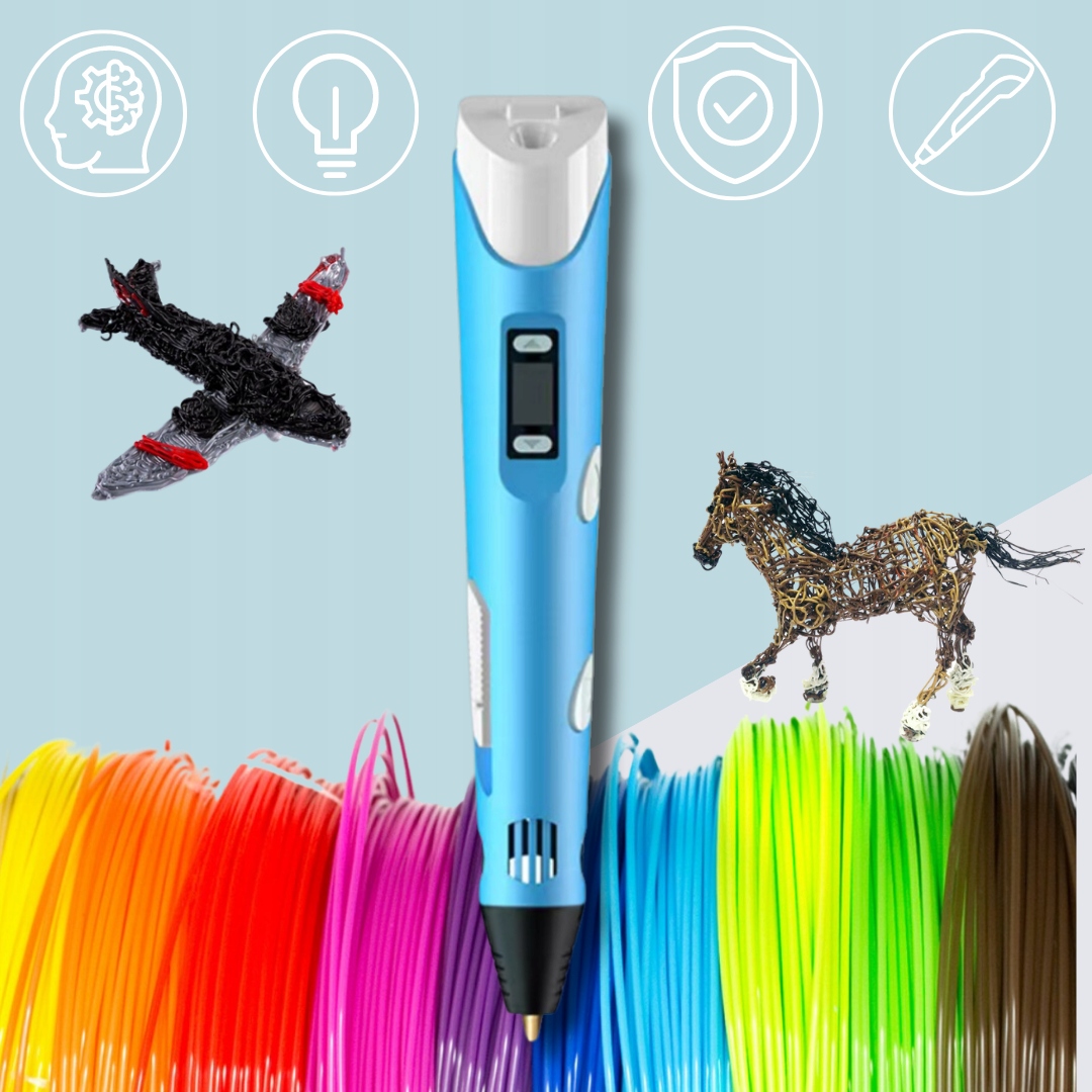 DŁUGOPIS DRUKARKA 3D PEN ZESTAW + WKŁADY PODSTAWKA ZASILACZ DLA DZIECI Stan opakowania oryginalne
