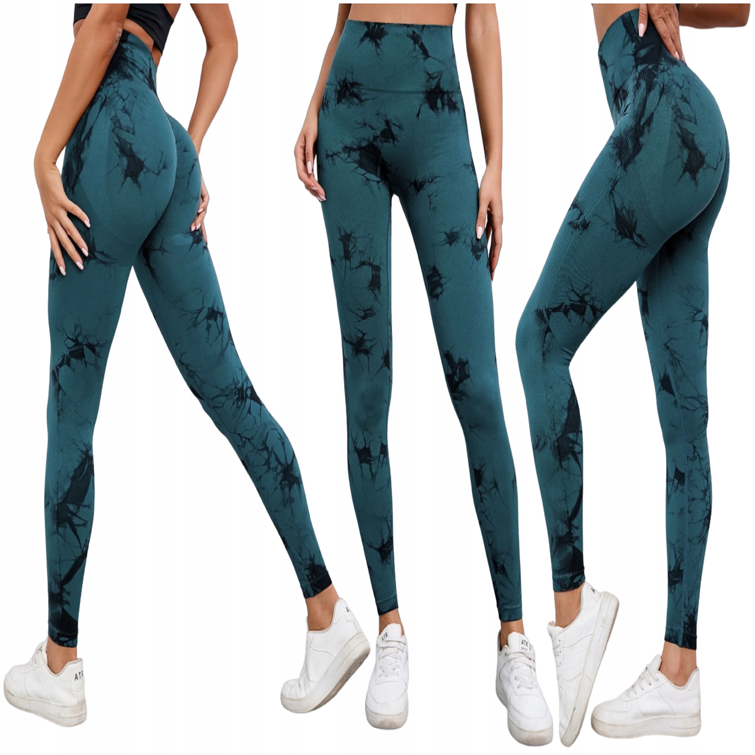 Legginsy Sportowe Push Up Damskie Turkusowe Sexy M
