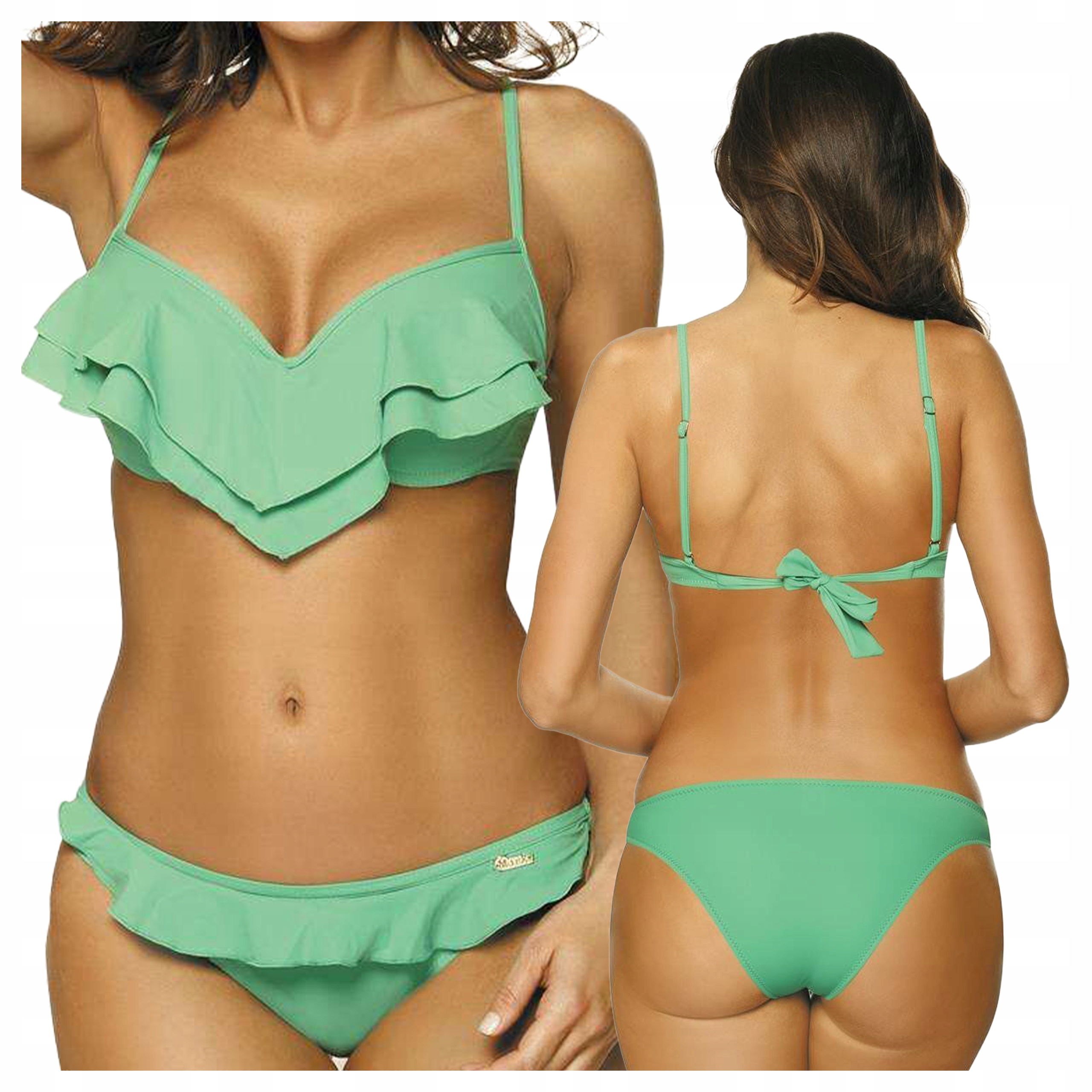 Dvoudílný plavkový kostým s vlnkou, vyztužený, zelený, velikost L