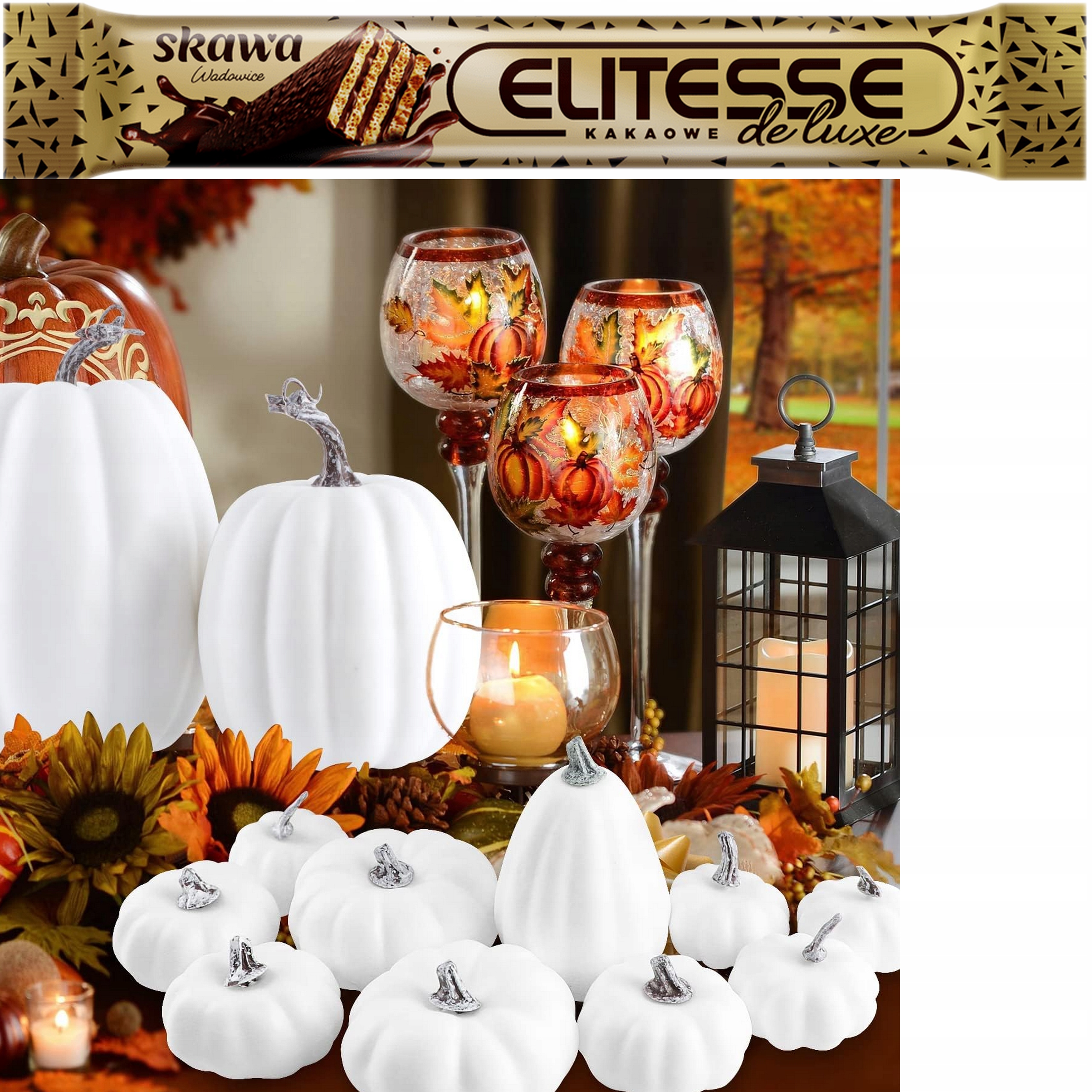 Sada umělých bílých dýní Benjia pro podzimní a halloweenskou výzdobu 16s