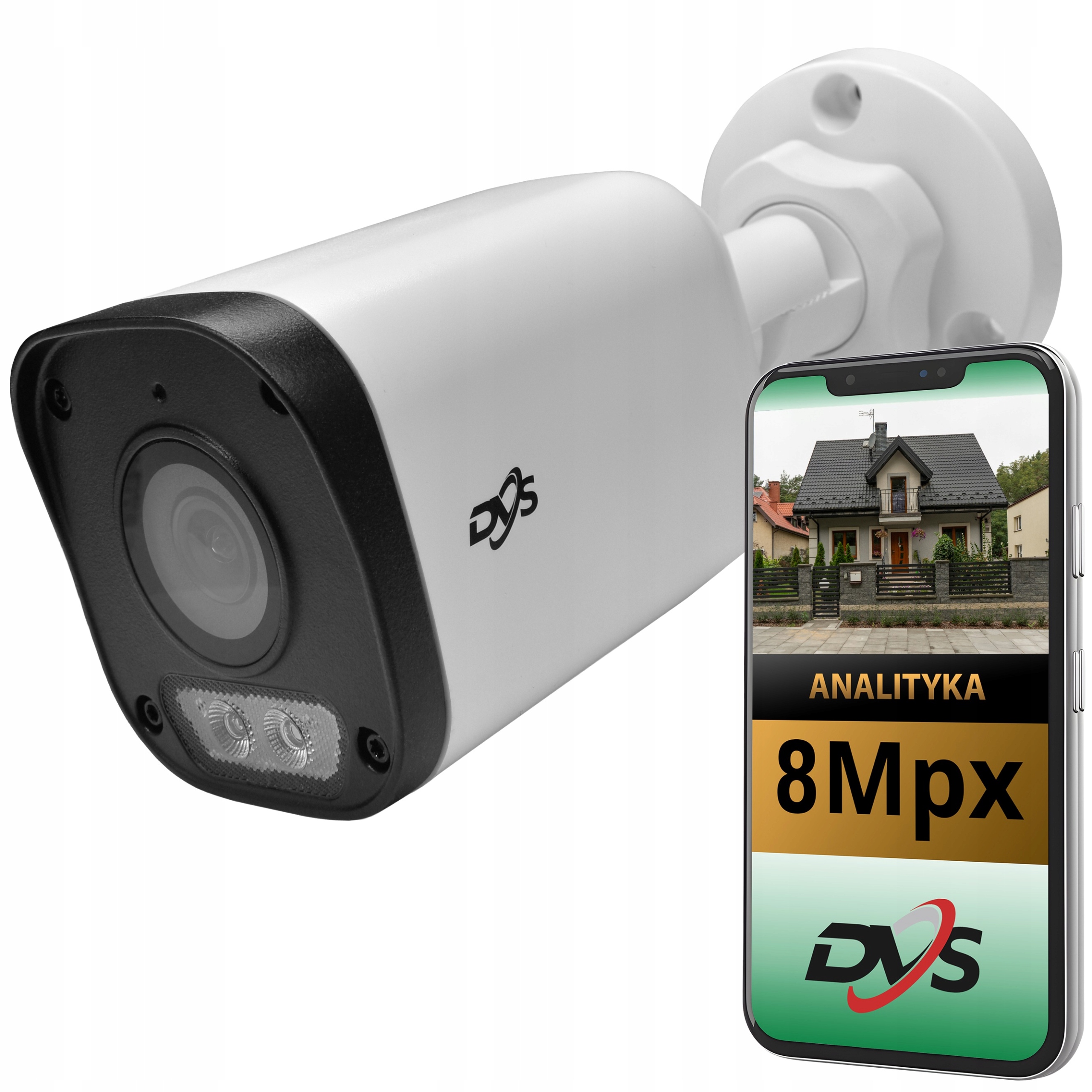 Zewnętrzna Kamera Do Monitoringu Domu 8MPX 4K Ip Poe Tuba Biała Dvs