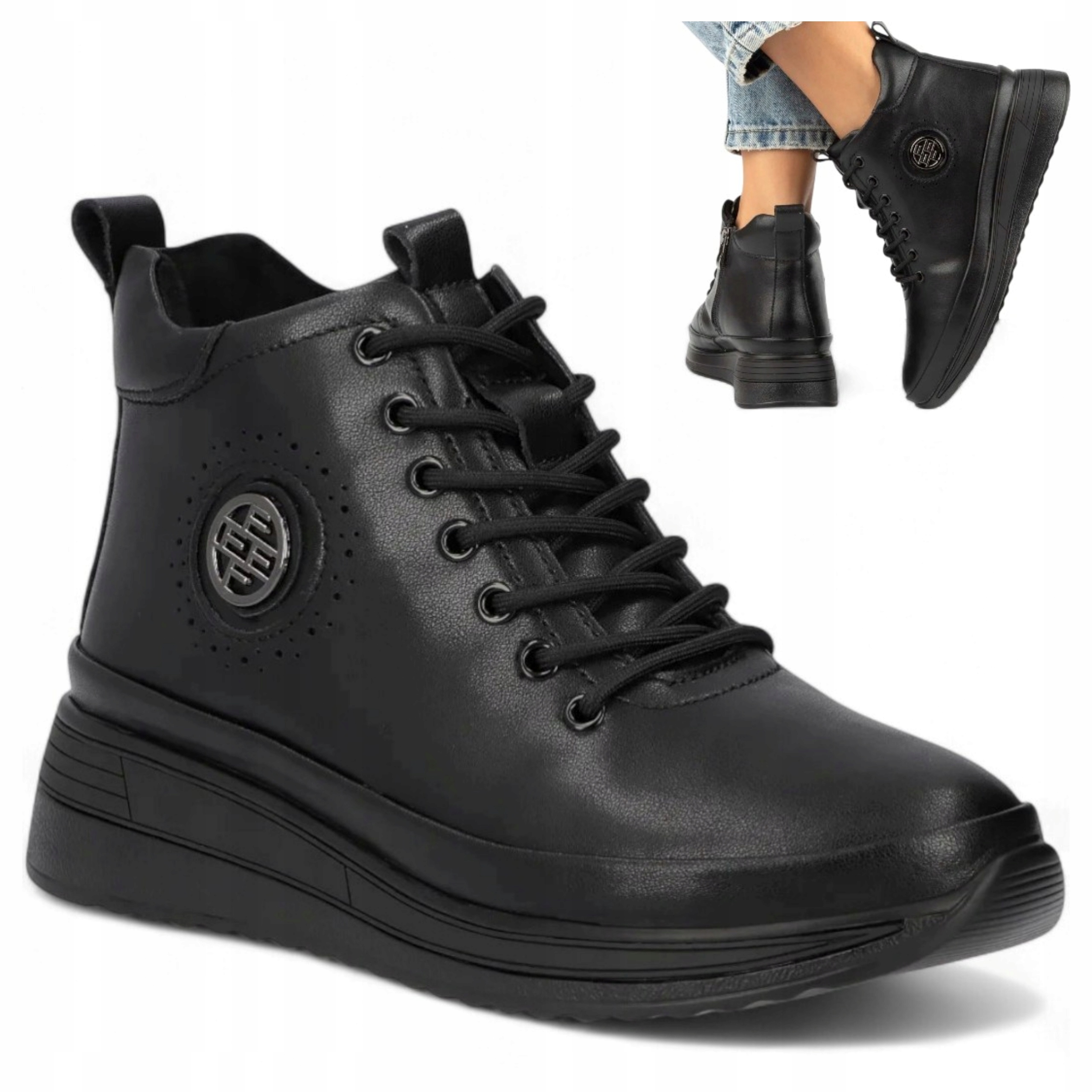 Filippo 39 Dámské Zimní boty Přírodní Kůže Kotníkové Boty platforma šněrovací