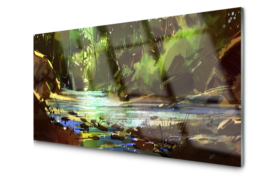 

Panel szklany dekor Las Jezioro 140x70 + Klej