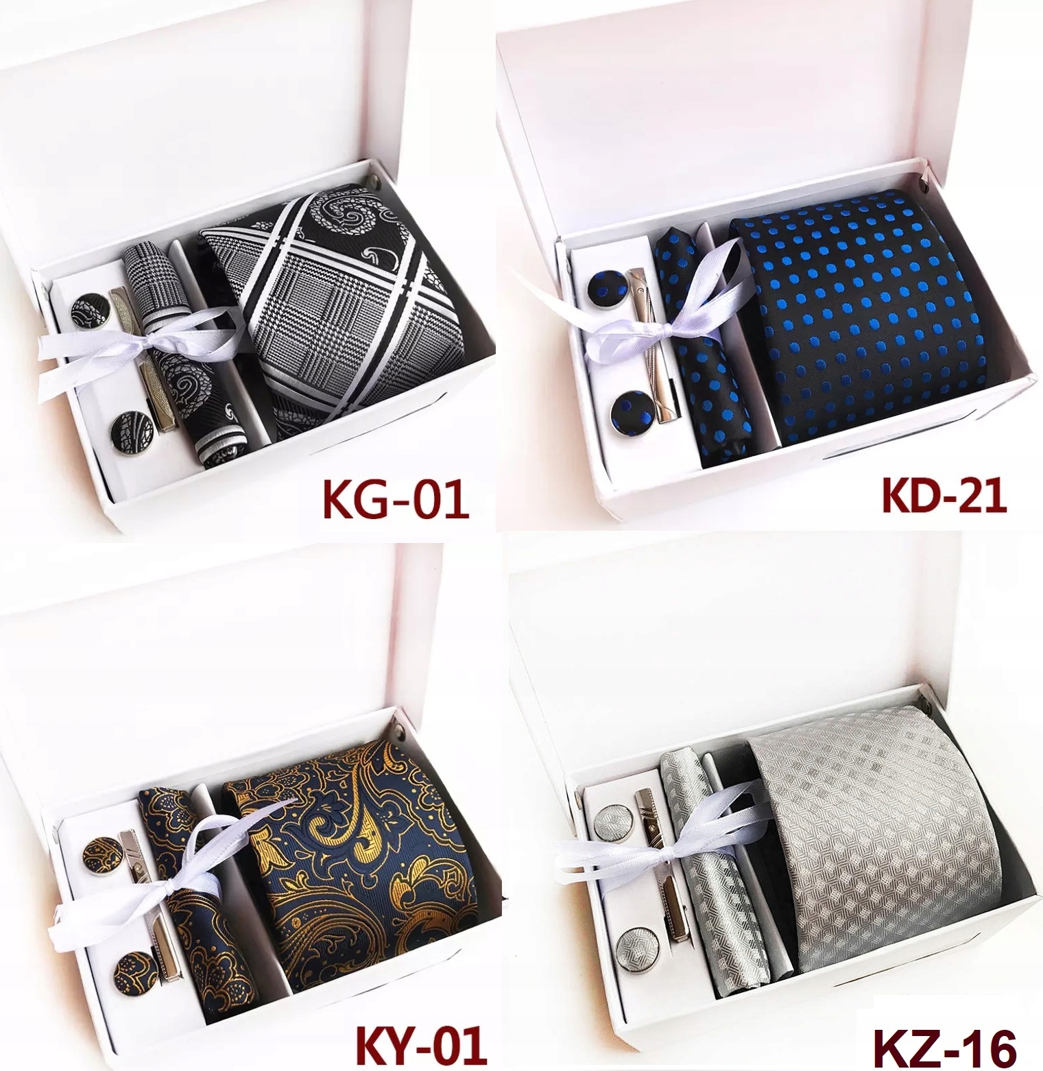 Krawat +spinki+ poszetka szalony krawat elegancki Prezent dla WYCHOWAWCY Model KG01