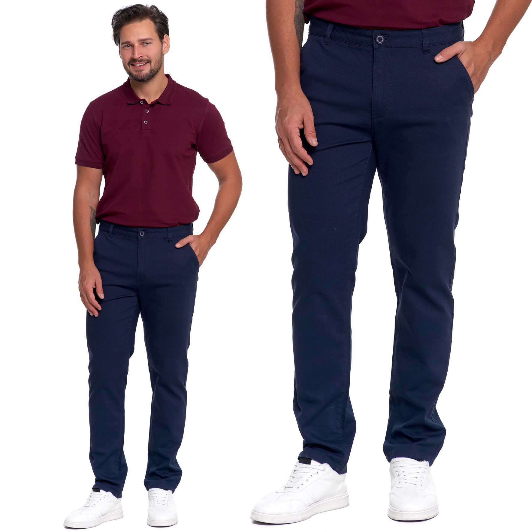 Pánské Chinos Bavlněné Kalhoty Elegantní Pro Každodenní Nošení Moraj Tmavě Modré 32