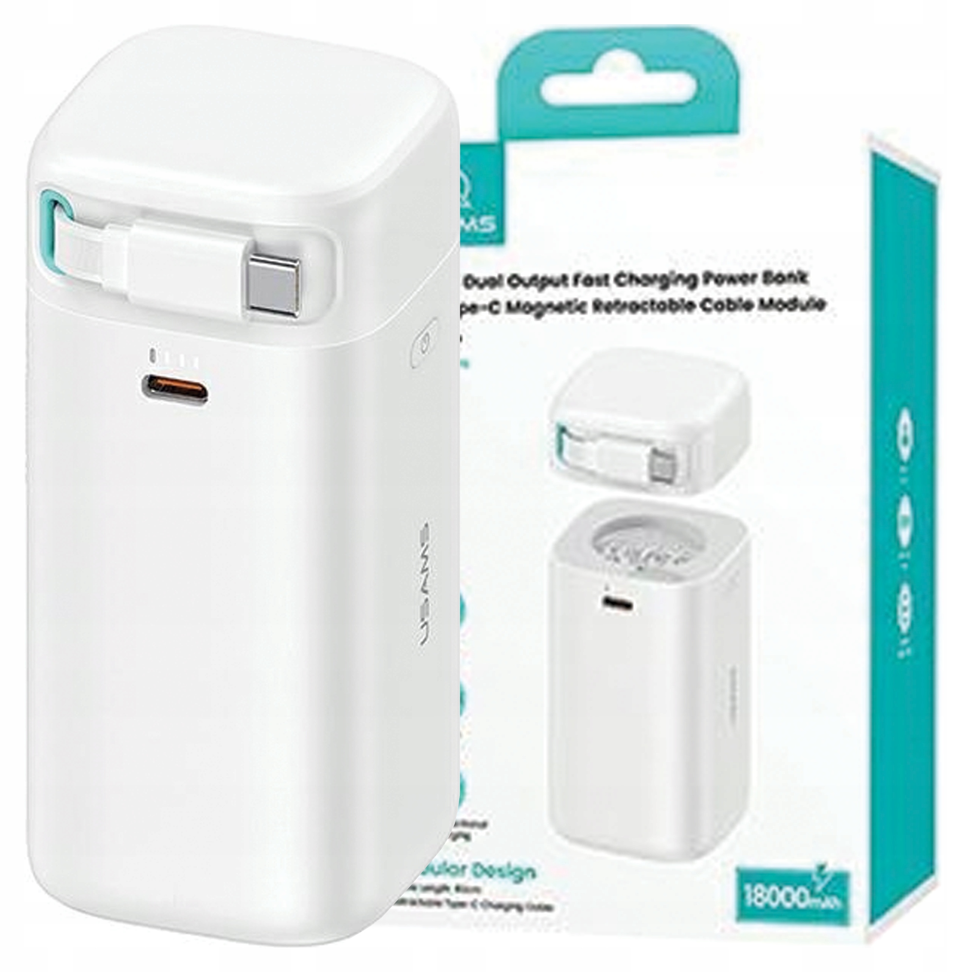 Usams Powerbanka 18000MAH Pre Telefóny, Navíjací Kábel PD45W, Rýchle Nabíjanie
