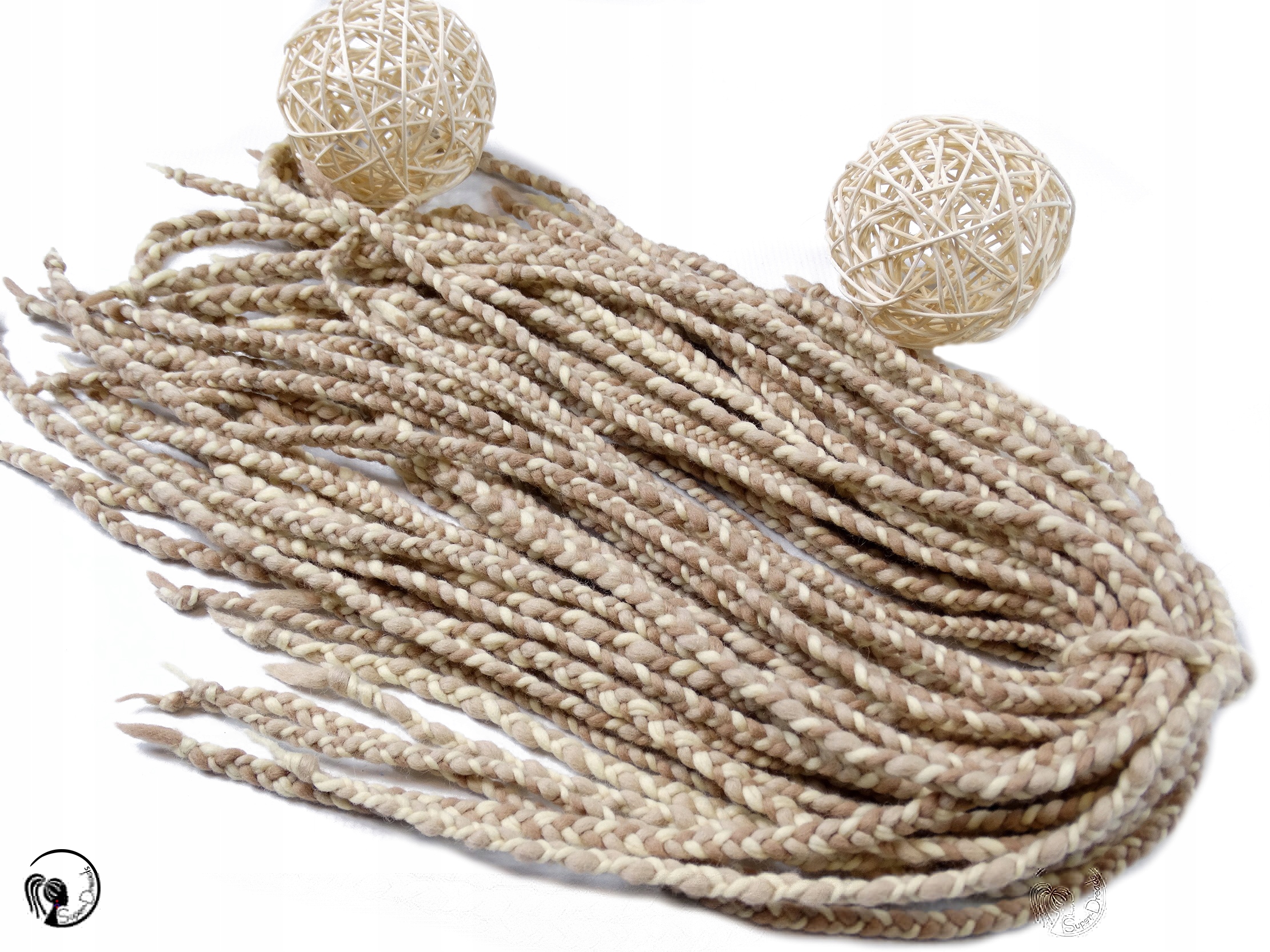 Opakovaně Použitelné vlněné copánky, béžová blond barva, Lněný Cop, 40 kusů