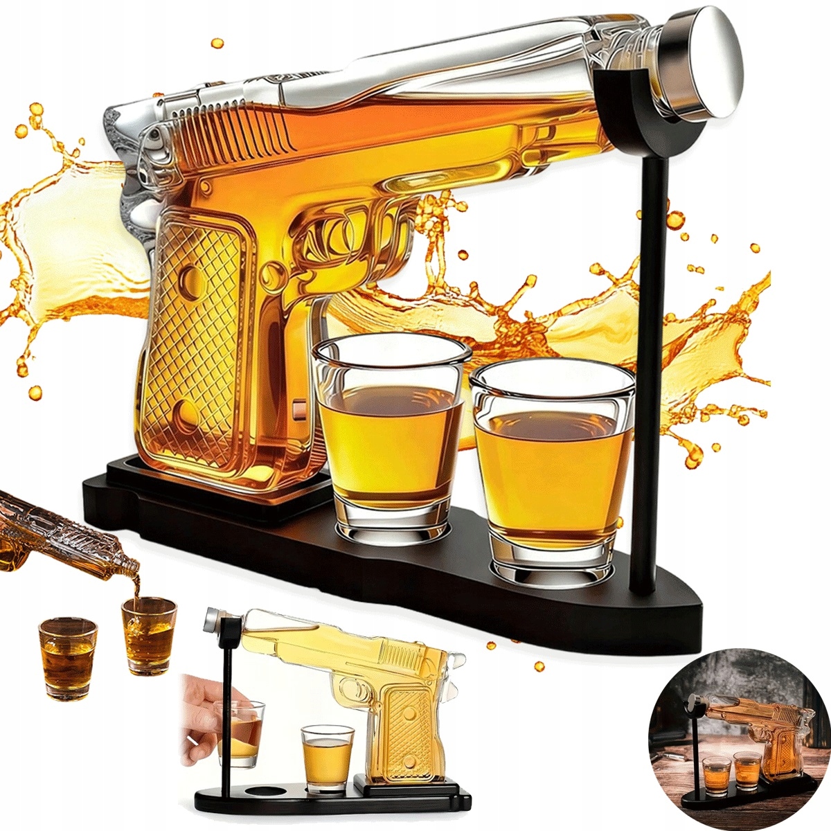 Sada karafa pistole 230 ml 2 skleničky 50 ml z vysoce kvalitního skla