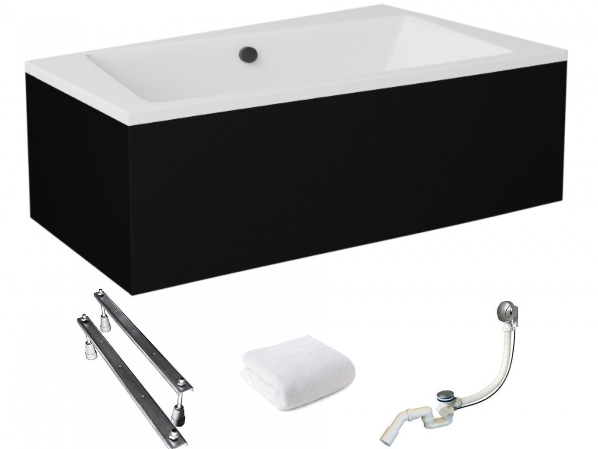 Besco Vana 170x110 Infinity Pravá s černým krytem sifon