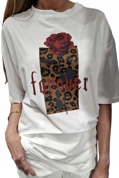 Cocomore Tričko Bílá s potiskem Růže Panterka 38/M New