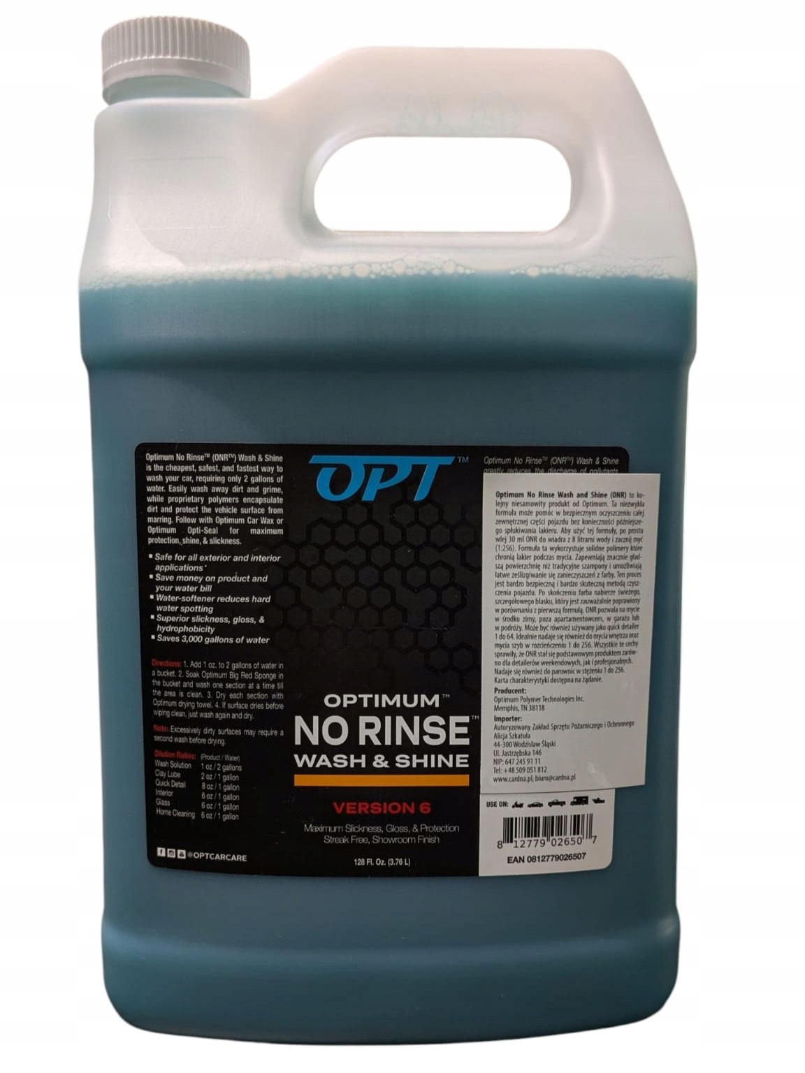 Szampon Optimum No Rinse Wash & Shine 3,76L Rev 6 Mycie bez spłukiwania