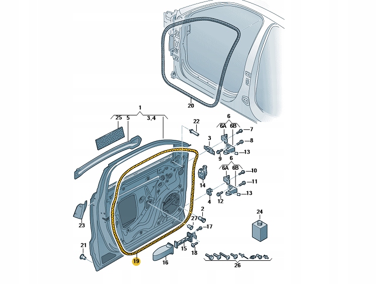 USZCZELKA DRZWI PRZOD ZEWN AUDI A3 8V5837912C ASO