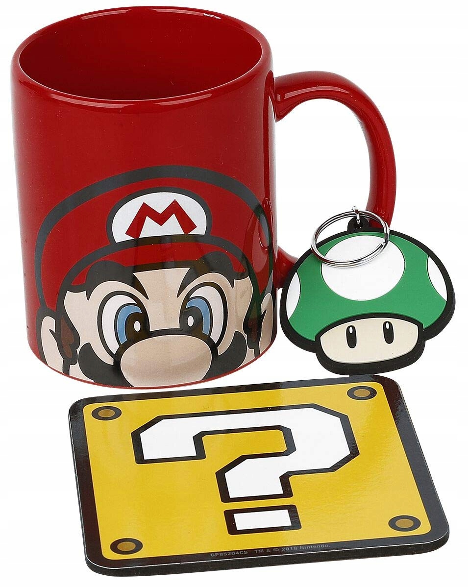 Nintendo Sada Hrnek Podložka Přívěsek Na Klíče Mario Dárek