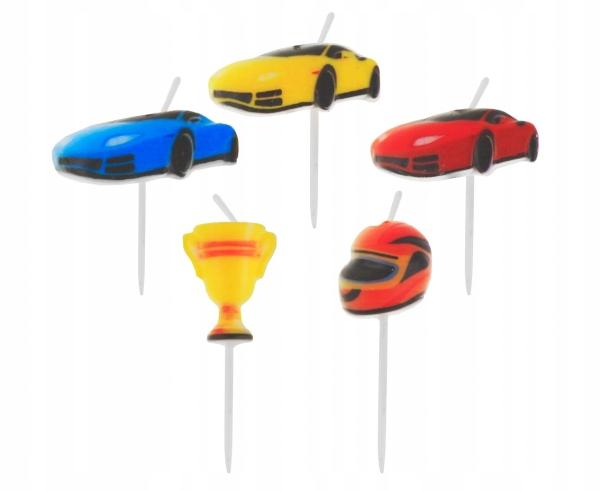 Świeczki Wyścigi, samochody, puchar pikery 5szt