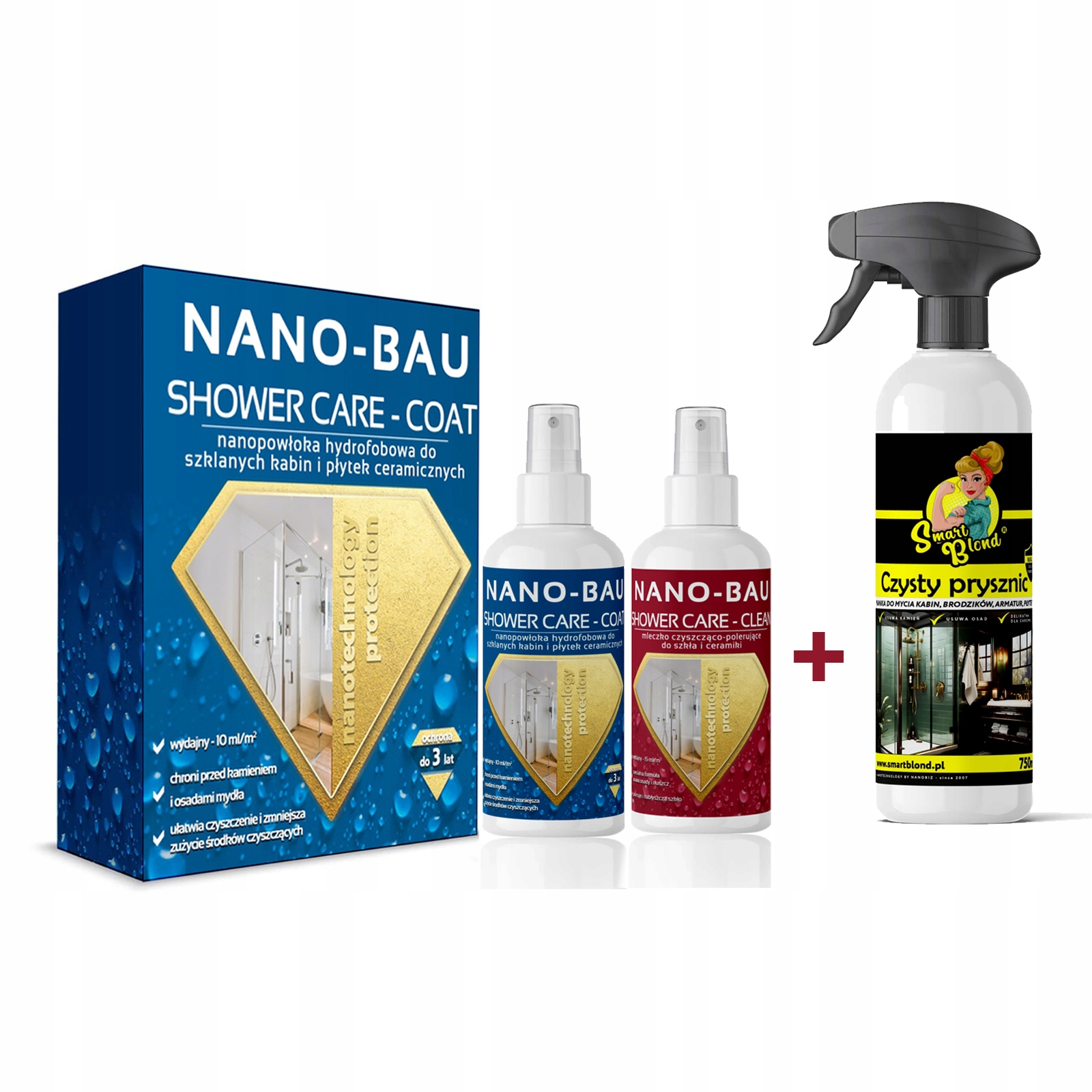 Levně Sada pro kabiny NanoBau shower kit 100 ml Smartblond čistá sprcha 750 ml