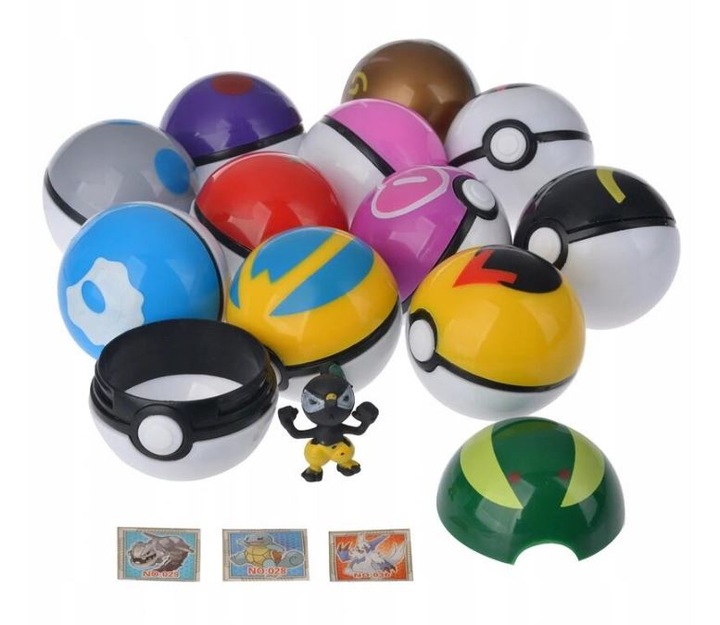 POKEMON 12 SZT POKEBALL + 12 SZT FIGUREK ZABAWKA Typ zestaw