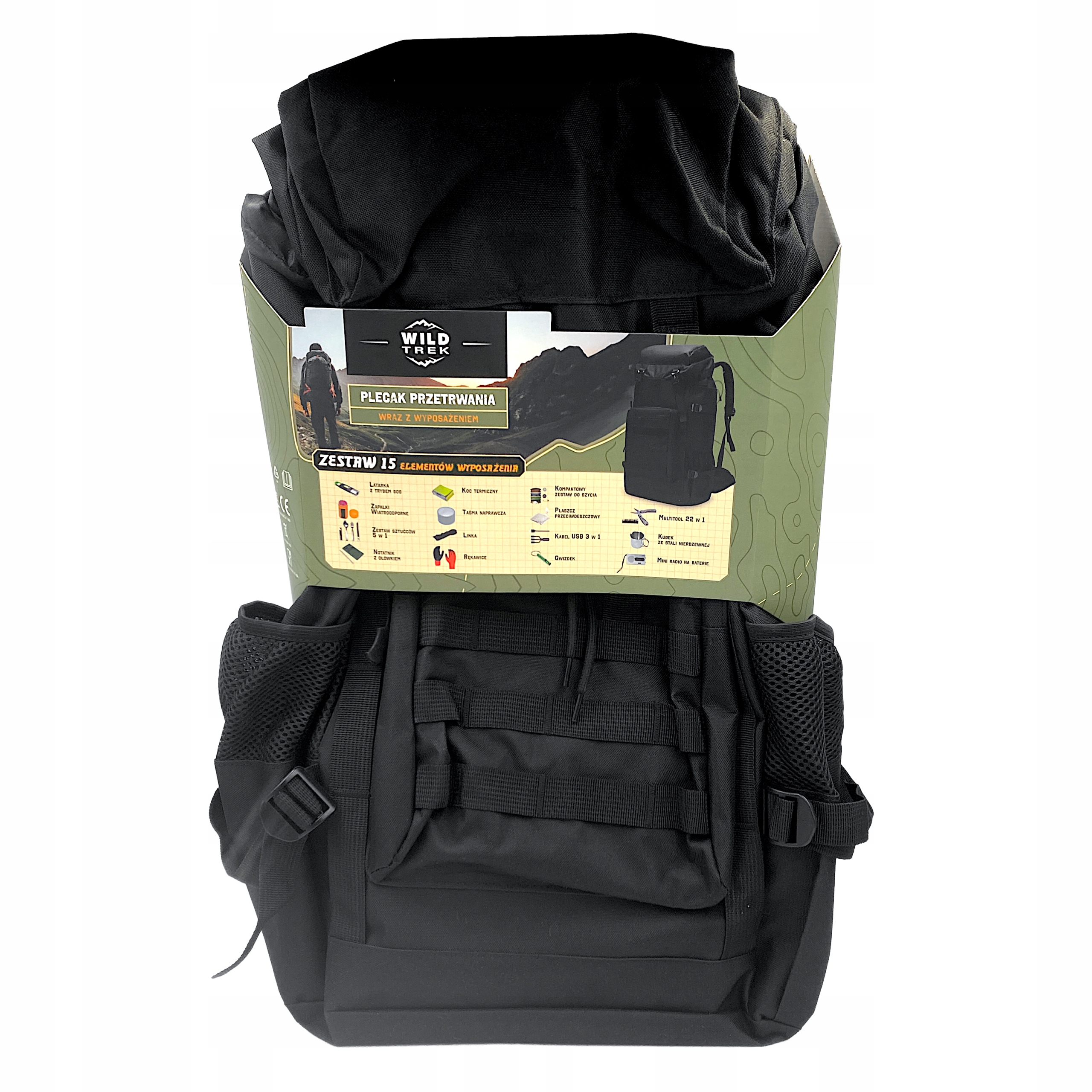 Wild Trek Batoh pro přežití s vybavením 60L Černý