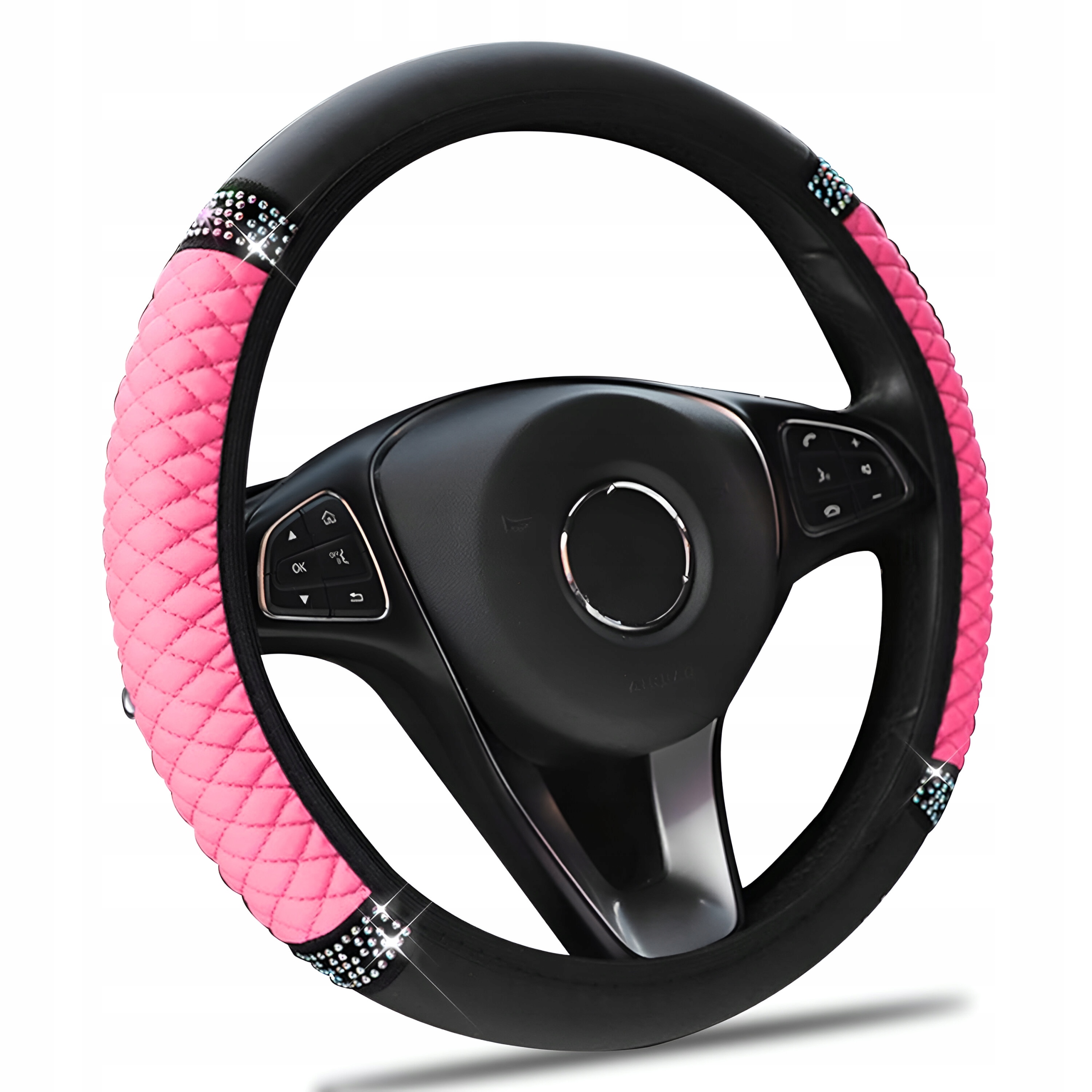 RÓŻOWY POKROWIEC NA KIEROWNICE NAKŁADKA RÓŻOWA PIKOWANA CEKINY UNIWERSALNA EAN (GTIN) 6915162972833