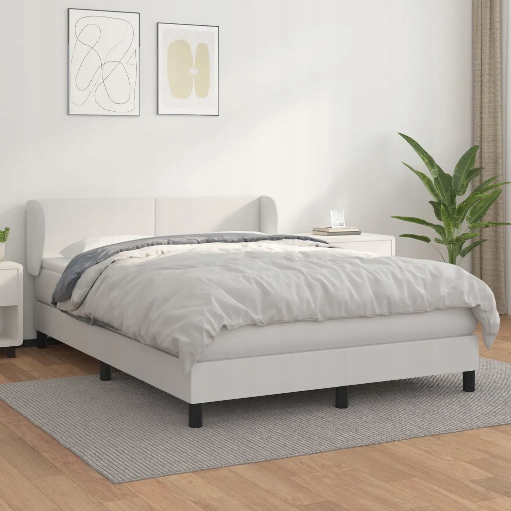 Box spring postel s matrací bílá 140x200 cm umělá kůže Bílá 3127194