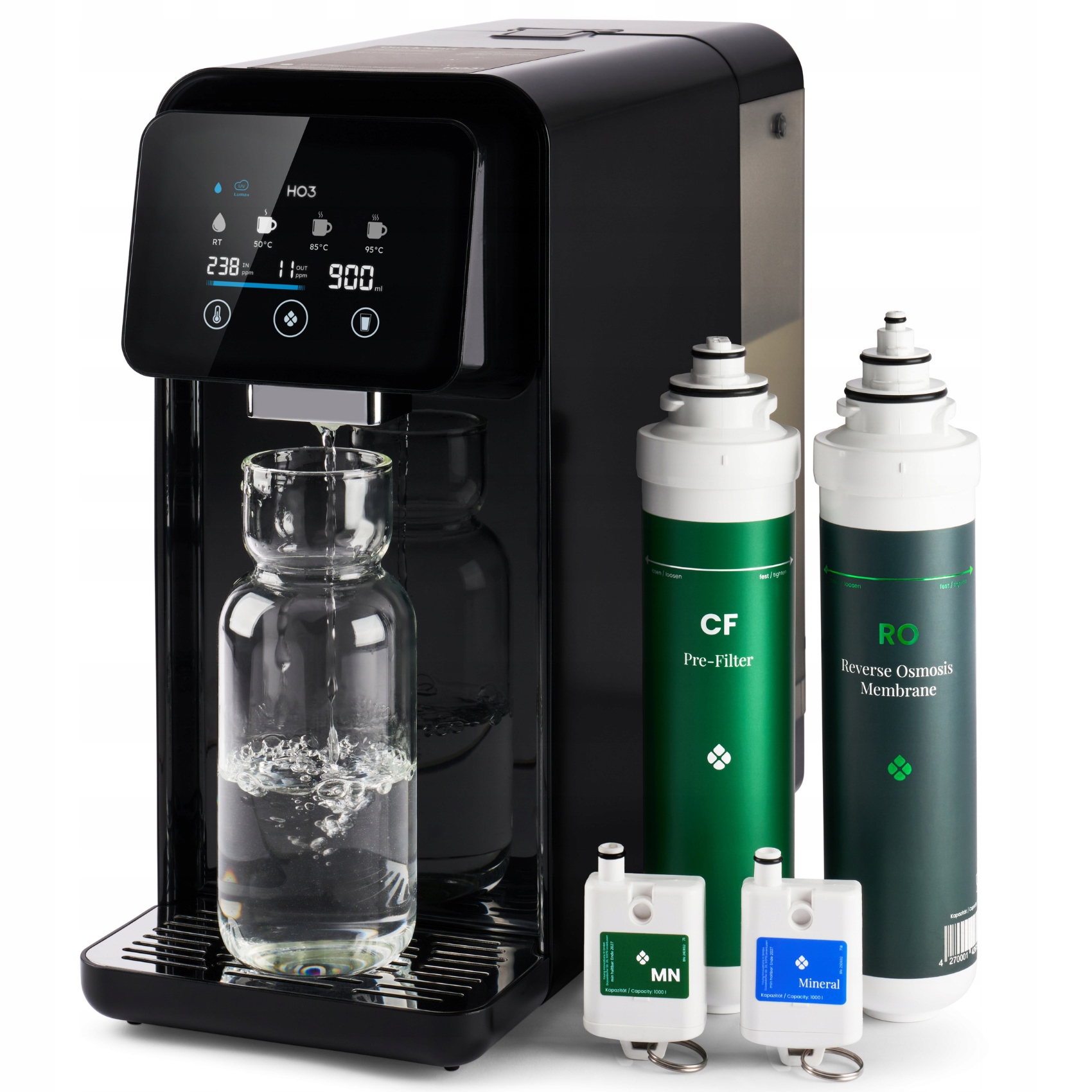 Filtr do wody czarny HO3| odwrócona osmoza Ro nablatowa z mineralizacją +uv