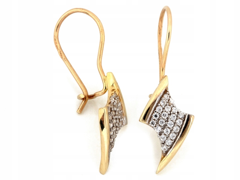 Zlaté 585 náušnice moderního model s zirkony na biglu 1.65 g