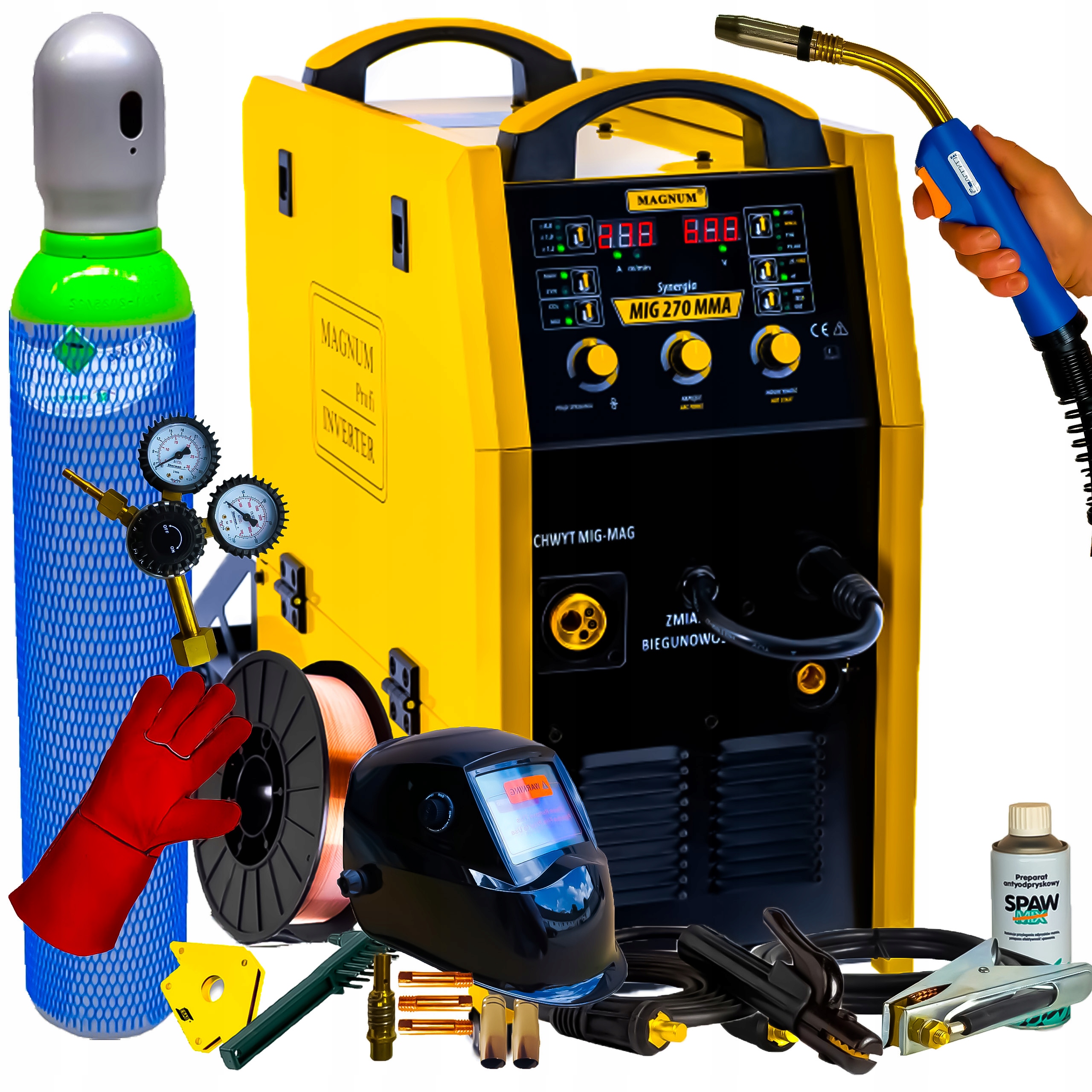 Profesjonalny Migomat Spawarka 400V 270A Mma Mig 270 4x4 Synergia Magnum