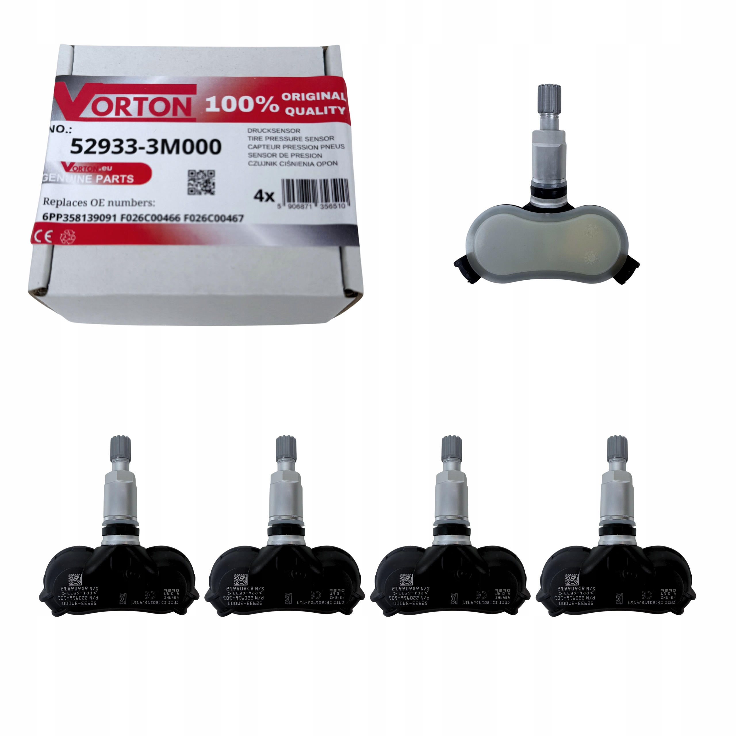 4x Snímač Tlaku Vzduchu Koles Pneumatík Tpms Hyundai ix35 52933-3M000