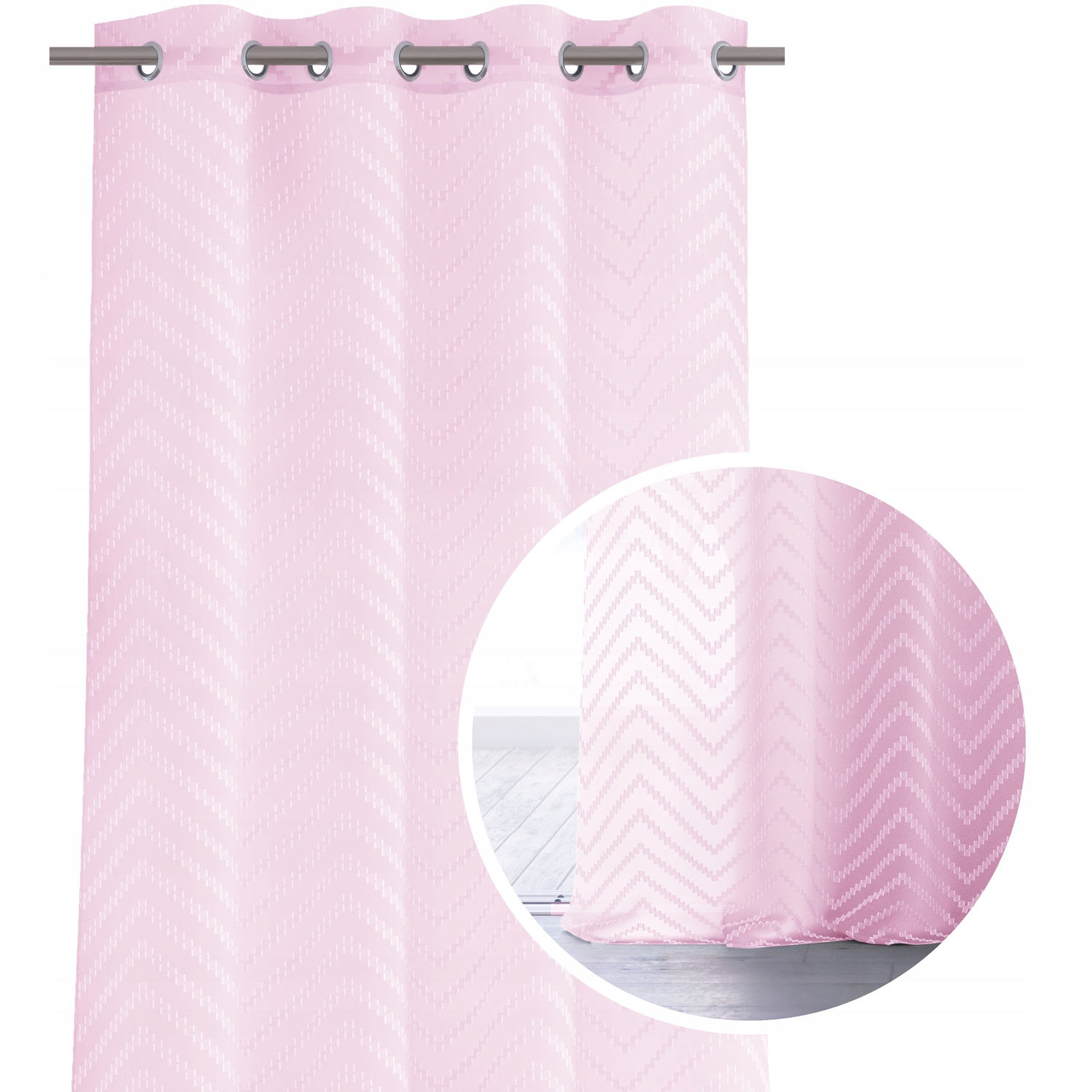 

Firana przelotki różowa delikatny wzór 140x250