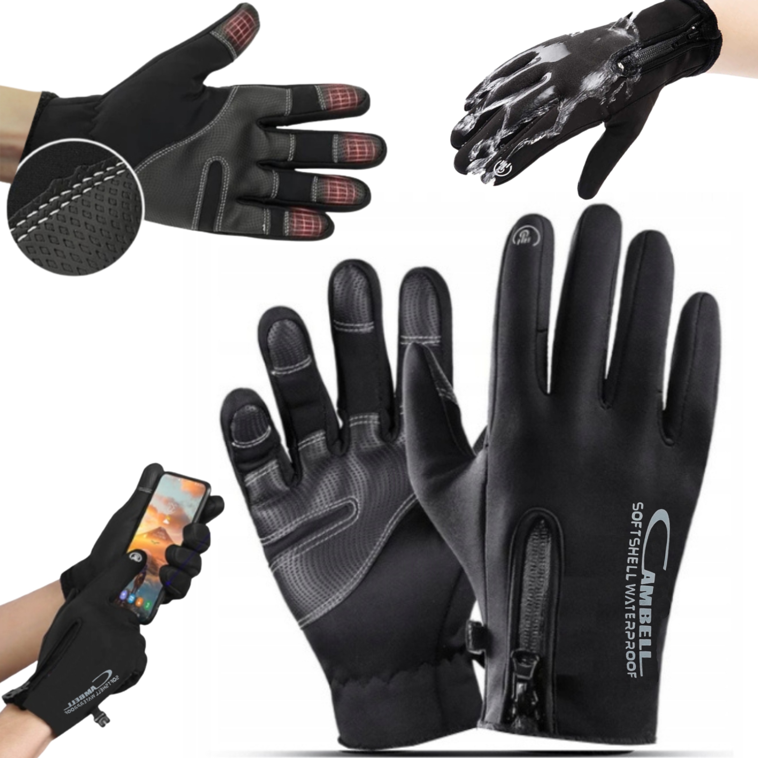 

Rękawice Dotykowe Softshell Narty Biegowe Rower L