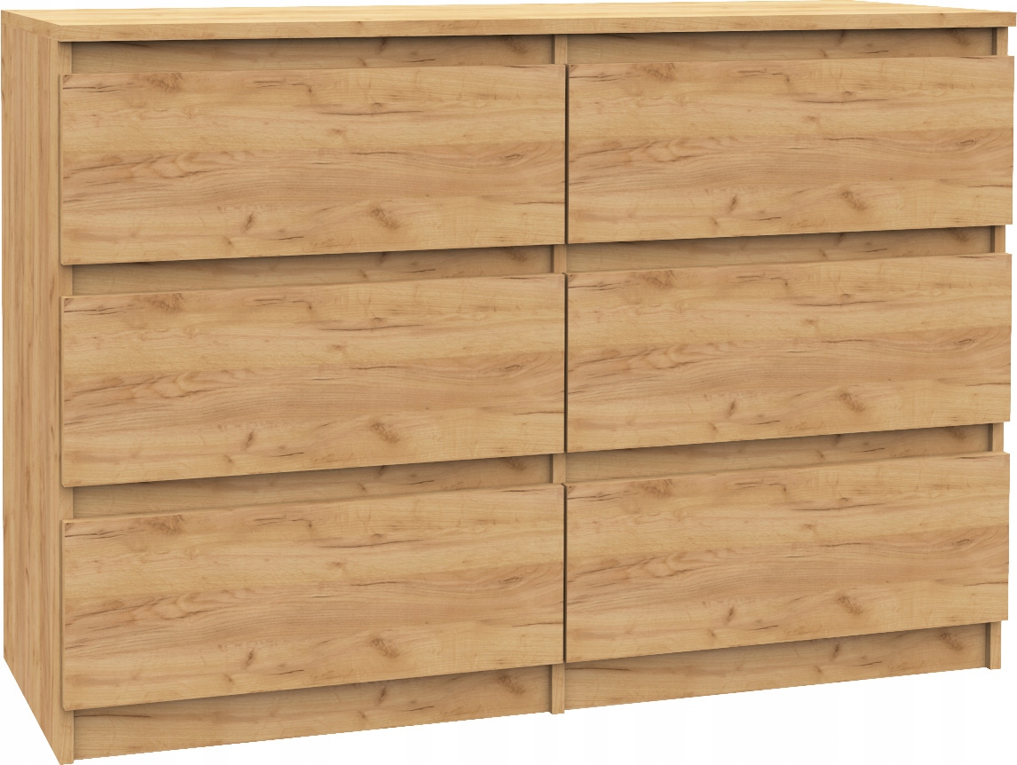 KOMODA 6 SZUFLAD 120CM SZAFKA DĄB CRAFT