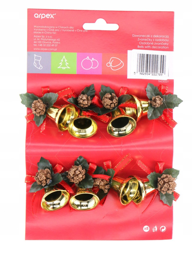 

Zawieszki choinkowe Czerwone dzwoneczki 8 szt.