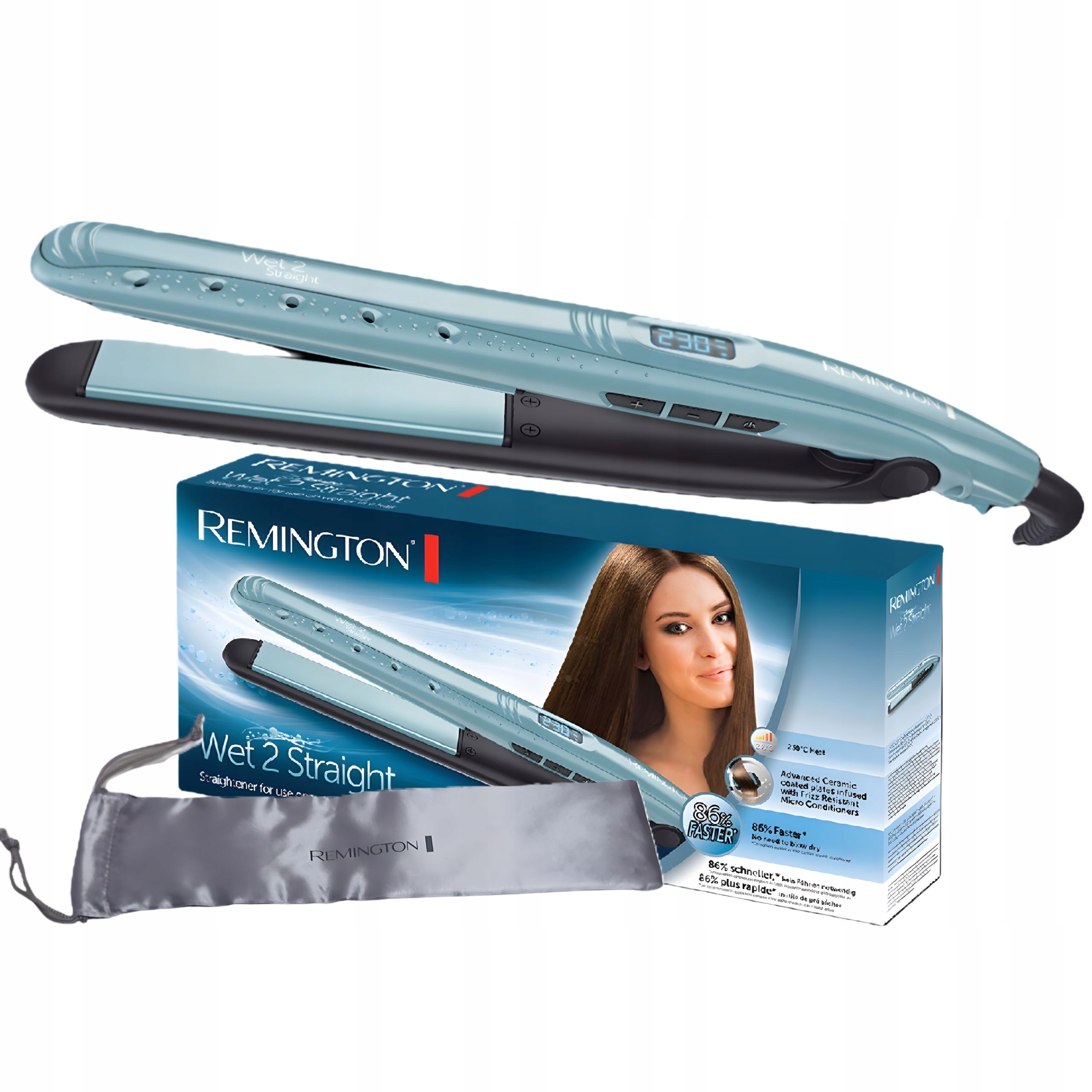 Na mokre i suche Prostownica do włosów Remington S7300 Kanaliki Parowe