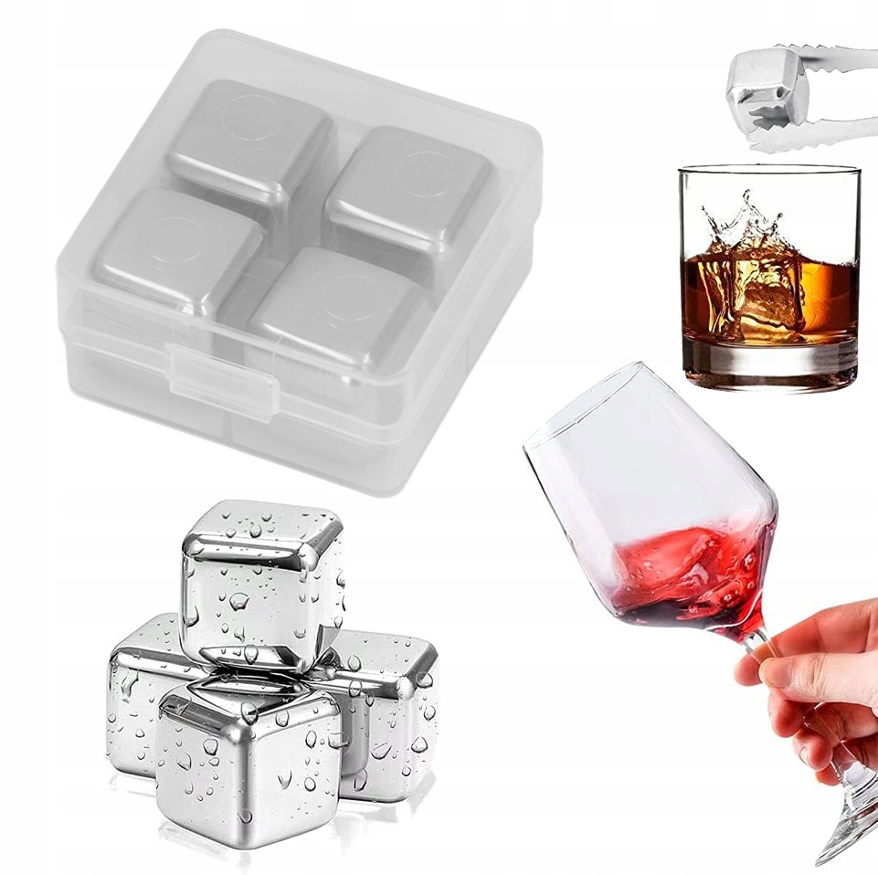 

Metalowe Kostki lodu do whisky drinków 4szt