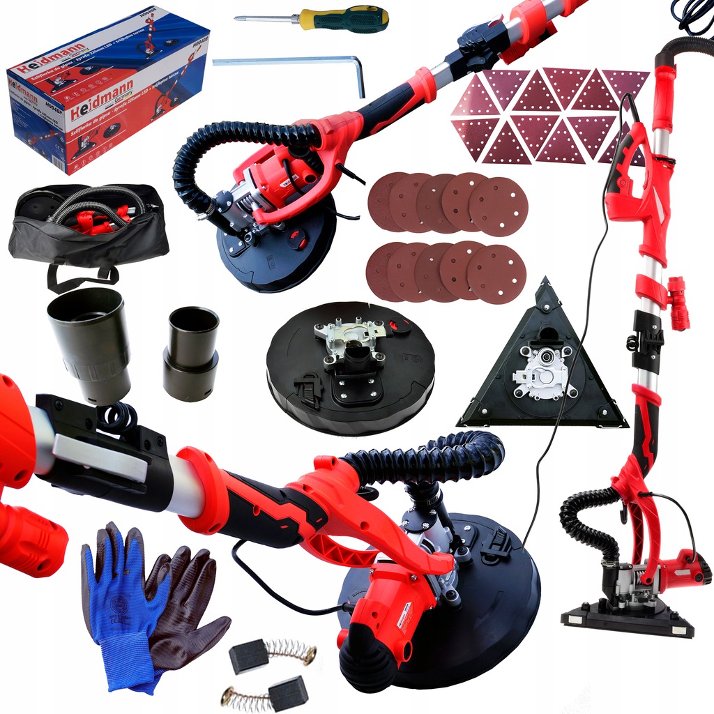 Žirafa Bruska Na Sádru 225 mm Hladí Omítku 1500 W Led Sada Vysavač 230 V