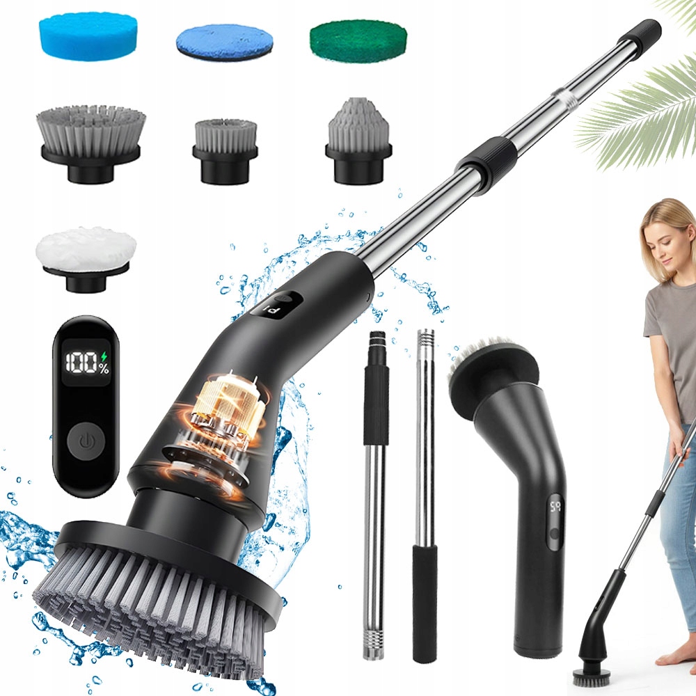 Levně Ruční Elektrický Čisticí Kartáč Se Zatahovací Rukojetí, 7 Hlavic, 37 V 1, 7 V 1