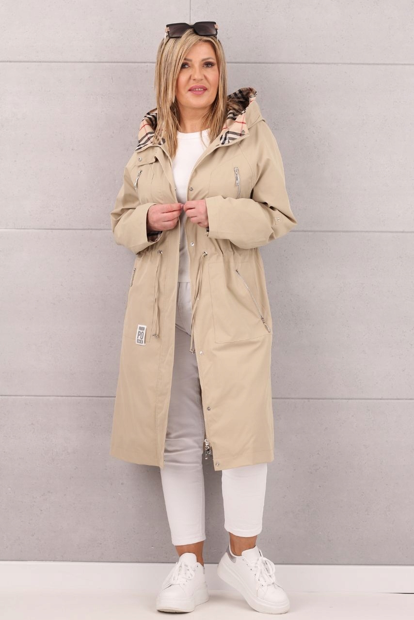 KURTKA PARKA DUŻE ROZMIARY PRZEJŚCIOWA DŁUGA TALIOWANA LUŹNA Marka FEMIMODA