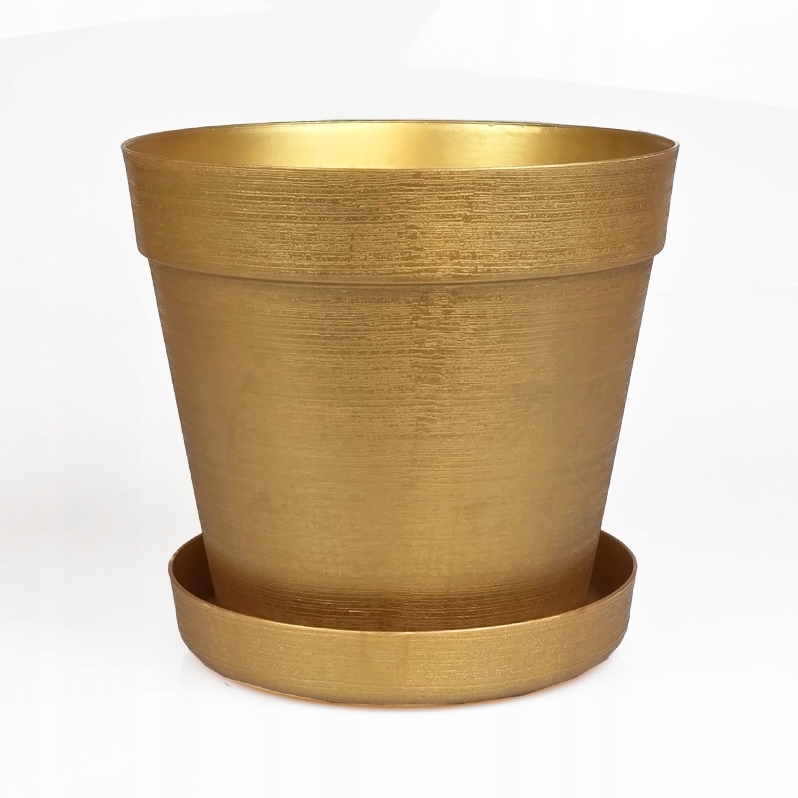 ZESTAW Doniczka 26cm + Podstawka 22cm, 8L Stylowy Zestaw EKO, ZŁOTY