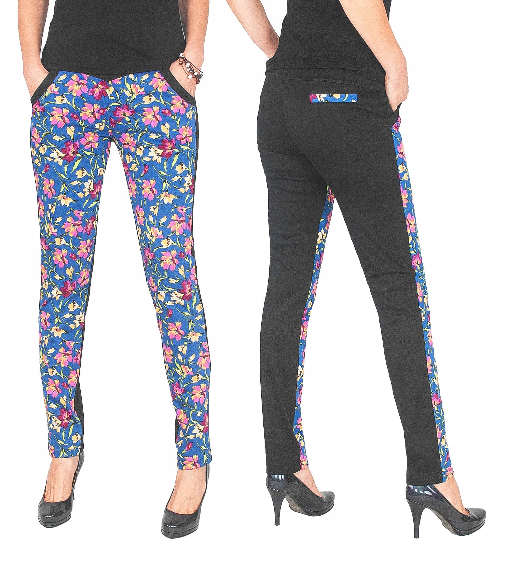 

Spodnie Damskie Rurki Bawełniane w Kwiaty 56434 XL