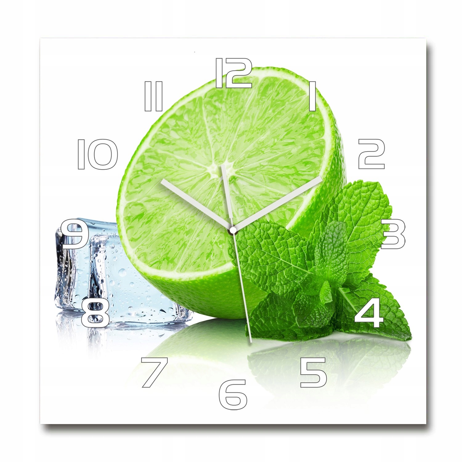 

Szklany duży zegar wiszący Limonka z lodem 60x60cm