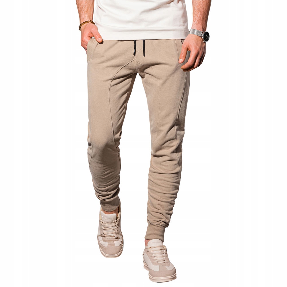 

Spodnie męskie dresowe joggery P948 beżowe M