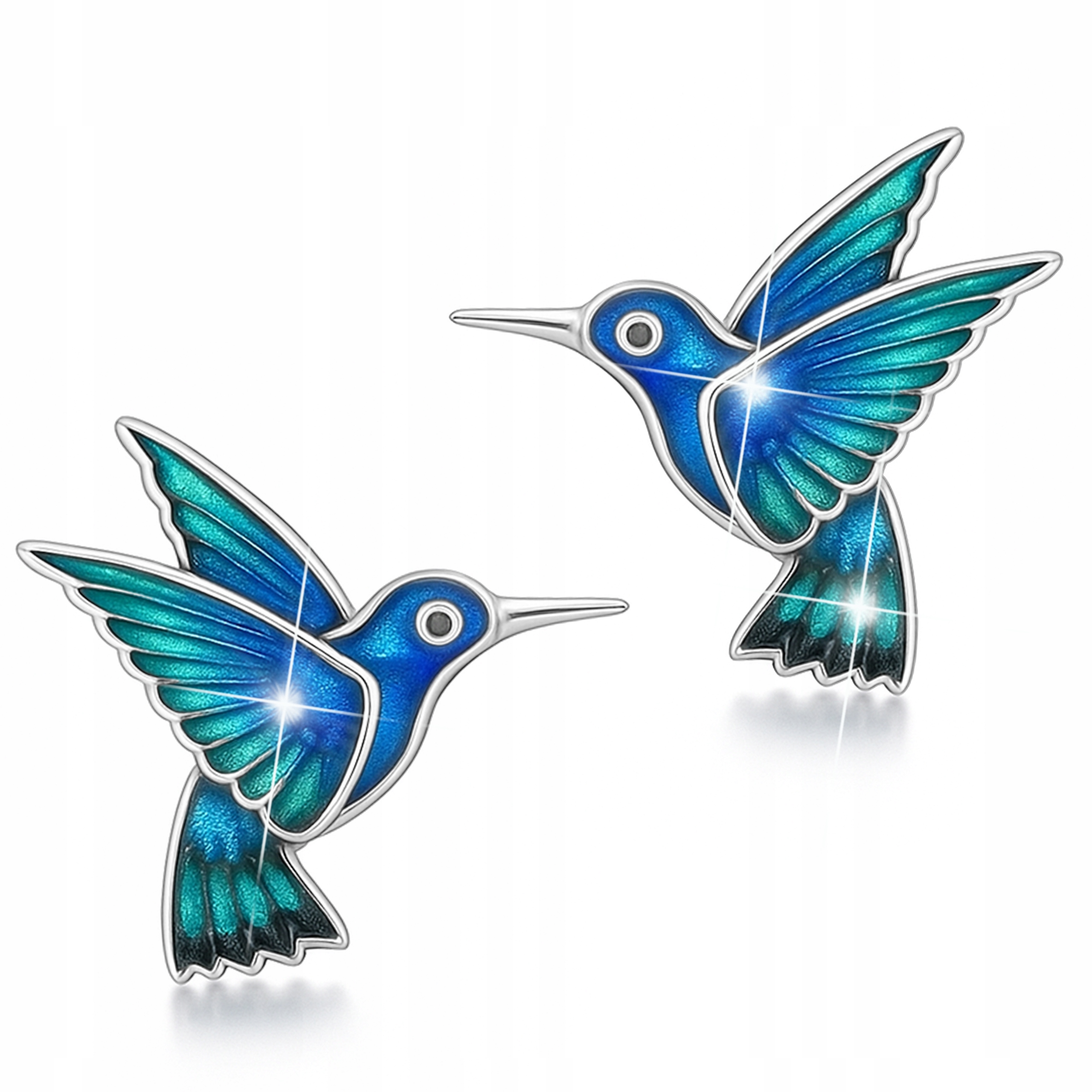 Stříbrné Náušnice s kolibříkem Modří ptáci Kolibřík Kolibříci Stříbro 925