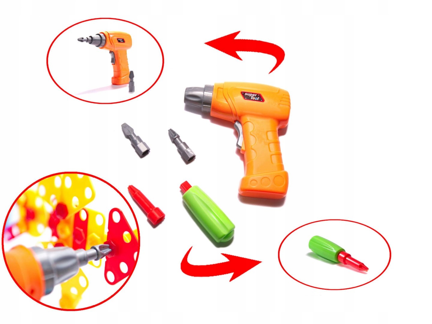 Kreatywna Mozaika Układanka Klocki konstrukcyjne Wkrętarka Śrubki 261 el.8 Bohater brak