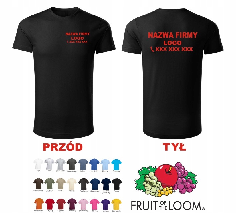 KOSZULKA Z TWOIM NADRUKIEM T-SHIRT ROBOCZA BHP REKLAMA TWOJE LOGO GRAFIKA Materiał dominujący bawełna