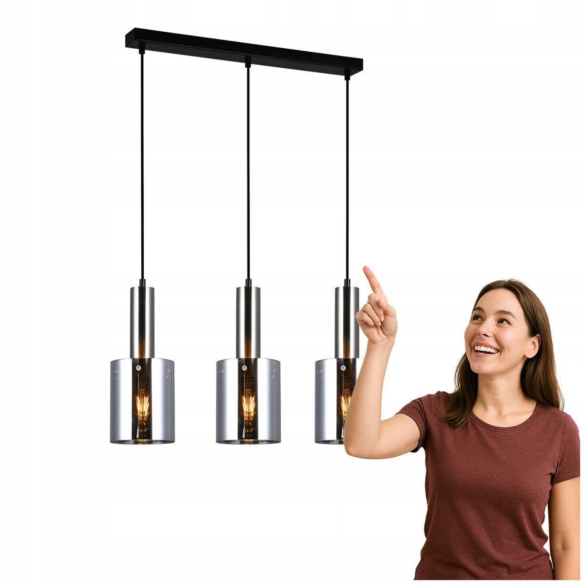 Moderní závěsná lampa Sardo nikl E27 3x40W Italux