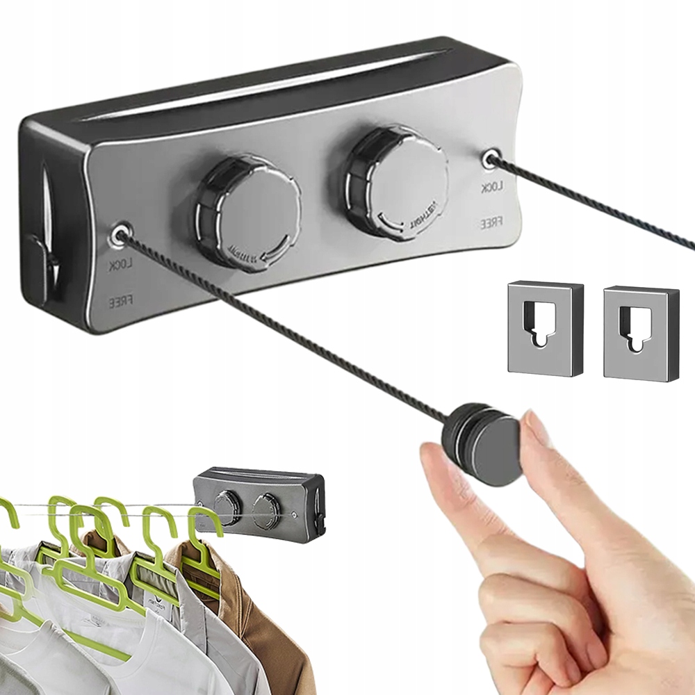 Levně Regulovatelná Výsuvná Šňůra Na Prádlo 5,1 M, 20 Kg, Vysouvací Šňůra Na Oblečení