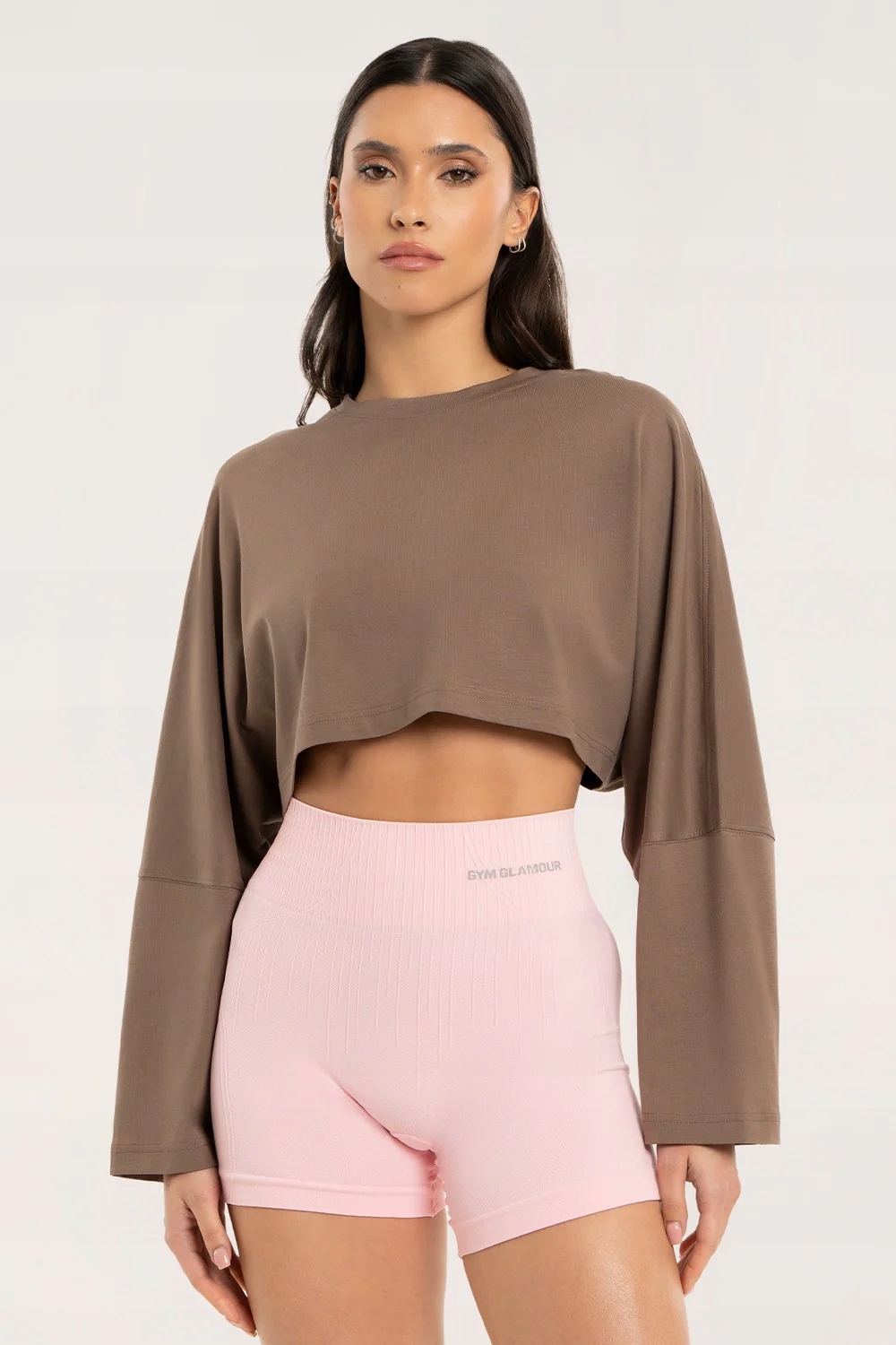 Gym Glamour Longsleeve crop milk chocolate vel. Xxs/xs