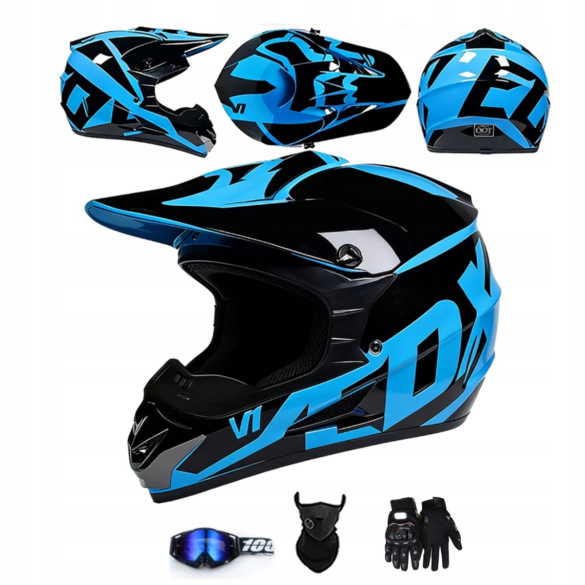 Motocyklová Přilba Lehká Enduro Quada Brýle Rukavice Maska XL