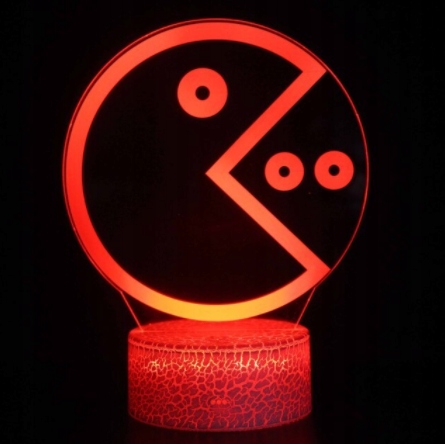 

Pacman Lampa Nocna 3D Świecąca Usb Pilot
